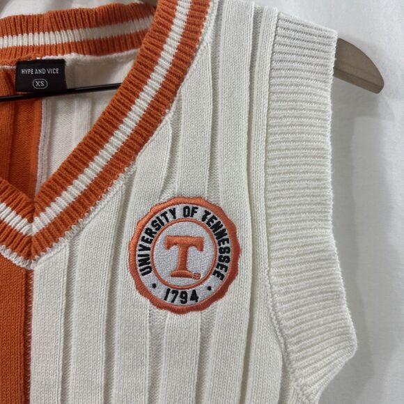 Hype And Vice University Of Tennessee Vols Orange White Ribbed Sweater Vest XS - Picture 4 of 8